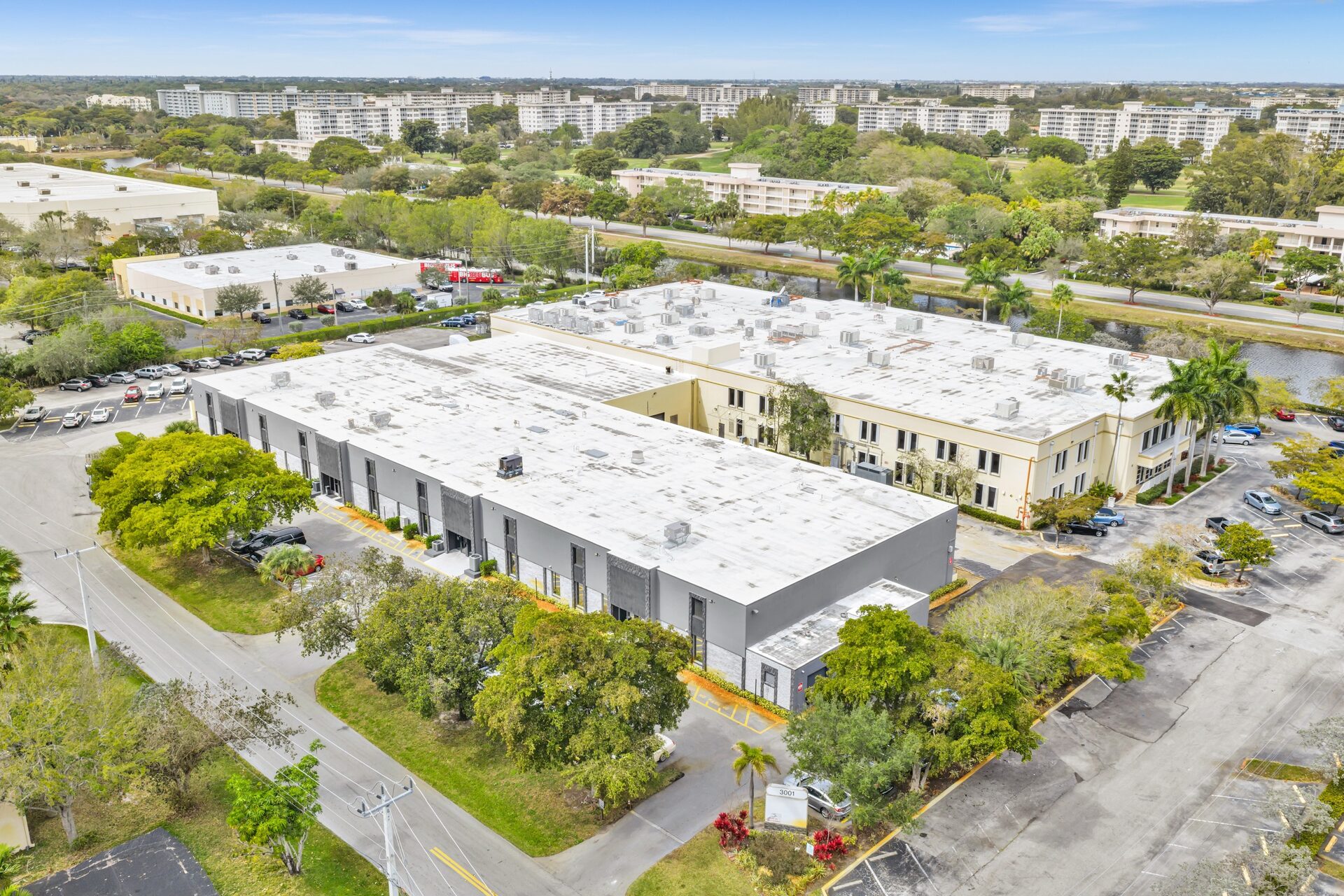 Aerial view of Pompano Executive Rentals office building