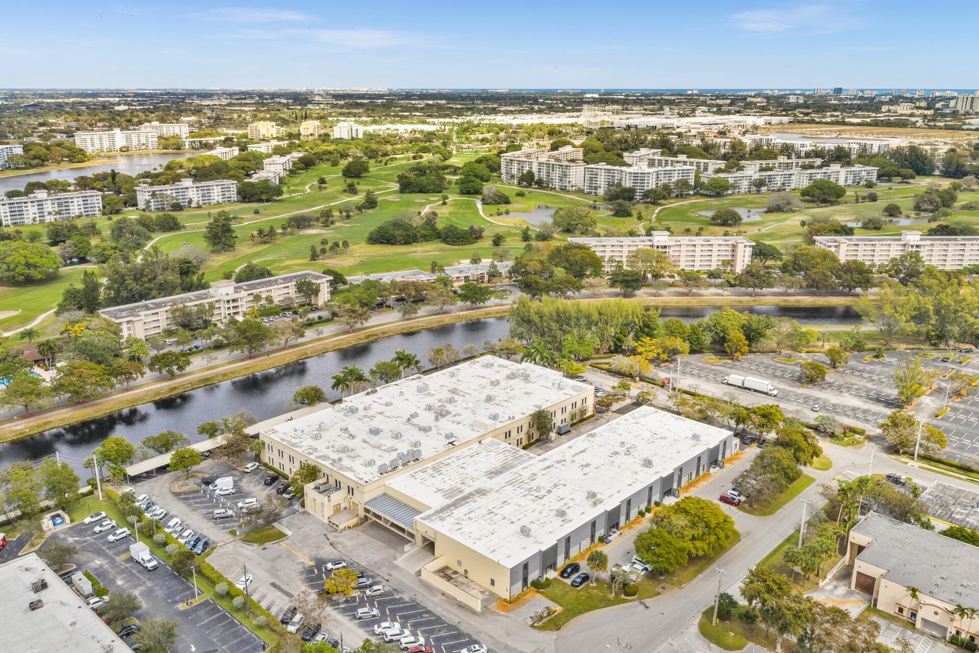 Aerial neighborhood view of Pompano Beach near the office building