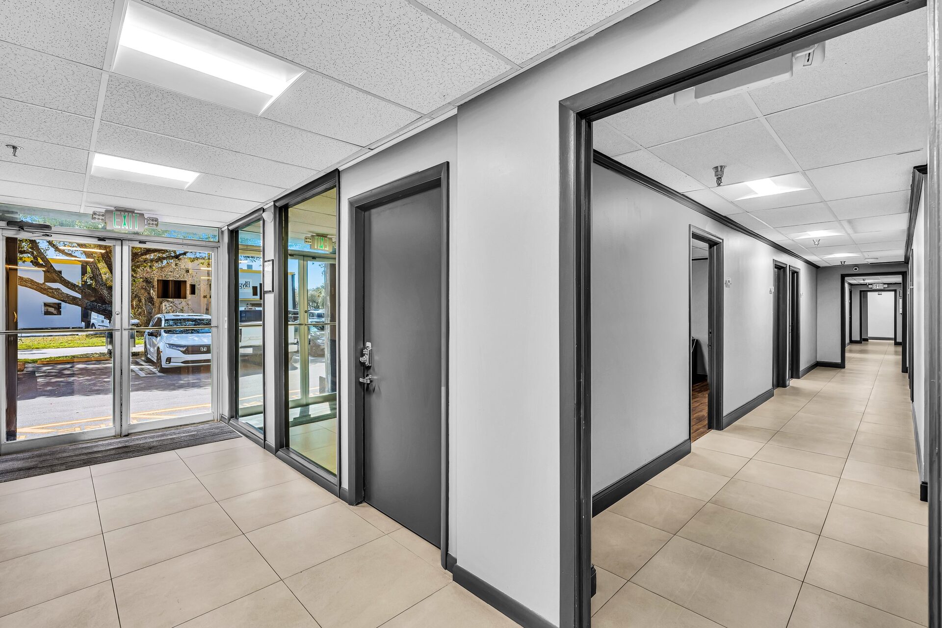Welcoming building lobby at Pompano Executive Rentals
